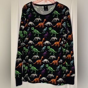 Hyde and Eek Long Sleeve Shirt Neon Dinosaur Skeletons Large